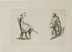 Dois homens sentados, de Os Caprichos de Jacques Callot