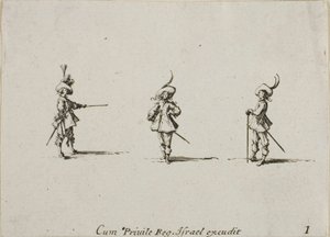 Exercício desarmado, placa um de Os exercícios militares de Jacques Callot