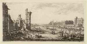 Vista do Louvre e da antiga Porte de Nesle (IFF 667). de Jacques Callot