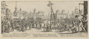 Forca basculante, folha 10 da série «Os horrores da guerra» de Jacques Callot