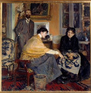 Sra. Ludovic Halevy, seu filho o escritor Elie Halevy (1870-1937) e Florence Halevy Pintura de Jacques Emile (Jacques-Emile) Blanche (1861-1942) Coleção Privada do século 20