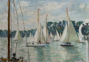 Iates de corrida no rio Sena de Jacques Emile Blanche