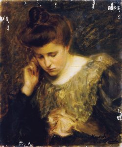 Estudo de uma mulher lendo de Jacques Emile Blanche