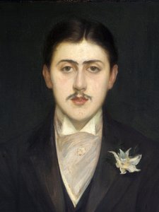 detalhe do Retrato de Marcel Proust (1871-1922), escritor francês. Pintura de Jacques Emile (Jacques-Emile) Blanche (1861-1942), Oil On Canvas de Jacques Emile Blanche