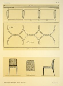 Sala de jantar IV, M. Berger Hotel, Paris, ilustração de "Interieurs" por Leon Moussinac, bar. Albert Levy, 1924-26