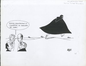 Le Figaro, sátira a preto e branco de Jacques Faizant