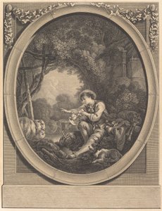 Le Départ du Courrier de Jacques Firmin Beauvarlet after François Boucher