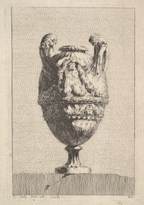 Vaso com uma sirene masculina segurando uma guirlanda, de: Vasos, 1746. de Jacques Francois Joseph Saly