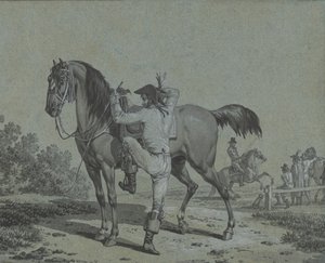 Homem montando um cavalo, .