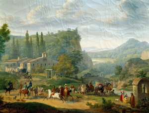 Paragem de passageiros. Pintura de François Swebach dit Swebach des Fontaines (1769 - 1823)