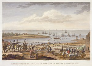O embarque dos ingleses na Holanda, 30 de novembro de 1799, gravado por Louis Francois Couche (1782-1849) (aquatint) de Jacques Francois Joseph Swebach