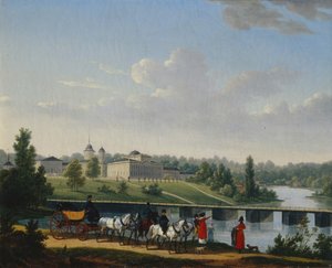A caminhada. Propriedade Golitsyns Pekhra-Yakovlevskoye, 1820 de Jacques Francois Joseph Swebach