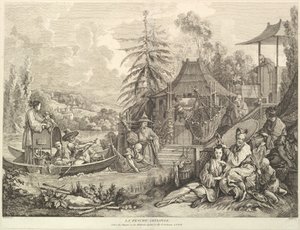 La pesche chinoise Pesca Chinesa, de Chinoiseries, após 1743. de Jacques Gabriel Huquier