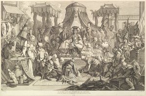 A audiência do imperador chinês, de Chinois..., depois de 1743. de Jacques Gabriel Huquier