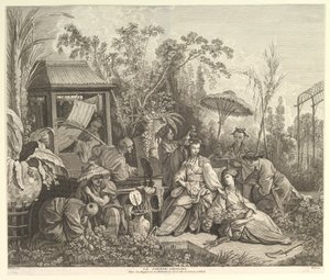 O Jardim Chinês, da Chinoiseries, depois de 1743. de Jacques Gabriel Huquier