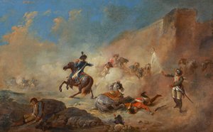 Combate de cavaleiros ingleses e franceses
