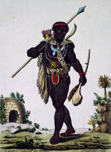 Homem da tribo Namaquas, África, gravura da Enciclopédia das Viagens de Jacques Grasset de Saint Sauveur
