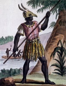 Bar usado para circuncisões por negros na Ilha de Goree, Senegal, gravura a cores do desenho de Labrousse (activo 1796), da Enciclopédia das Viagens, de Jacques Grasset de Saint-Sauveur (1757-1810) de Jacques Grasset de Saint Sauveur
