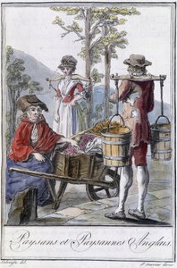 Camponeses ingleses e camponeses - na "Encyclopedia of Travels" de Grasset St Sauveur, ed. 1796