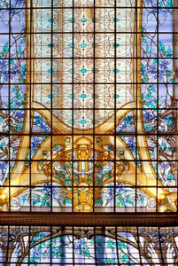 Nancy (departamento 54), Art Nouveau, "La verriere aux Clematites" (1901), Stained glass de Jacques Grube (1870-1936), no Credit Lyonnais, rue St Georges