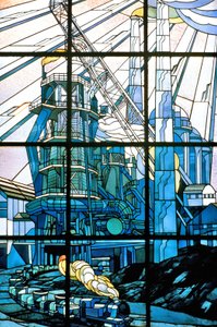 Nancy (departamento 54), Art Nouveau, Janelas de vidro manchado por Jacques Gruber (1870-1936), na sede da Pont a Mousson, av. de la liberation
