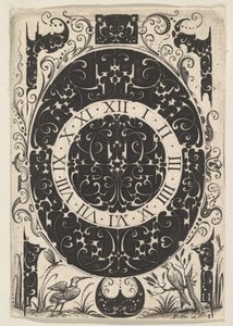 Caixa de relógio oval com pássaros e motivos menores, ca. 1614-19.