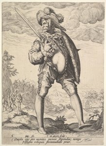 Soldado, armado com espada e escudo, de Oficiais e soldados, 1587.
