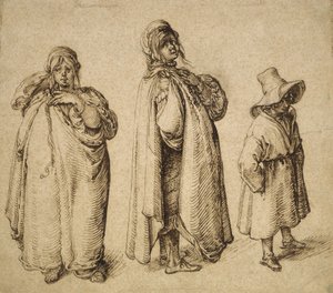 Dois Estudos de uma Mulher Roma e um Menino Roma em um Chapéu Grande, c.1605 de Jacques II de Gheyn