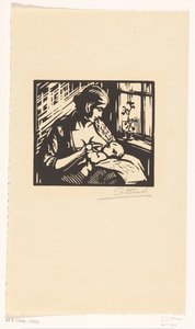 Mulher a amamentar uma criança de Jacques Jeichienus Ottens (signed by artist)