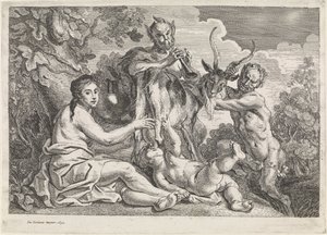 A criança Júpiter é alimentada pela cabra Amalthea de Jacques Jordaens