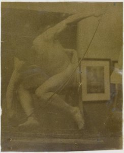 Estudo de um modelo nu masculino, agachado com um arco na mão, no estúdio de Jacques de Lalaing de Jacques Lalaing (attributed to)