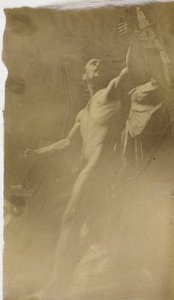 Estudo de um modelo nu masculino em um andaime, visto de baixo, na oficina de Jacques de Lalaing de Jacques Lalaing (attributed to)