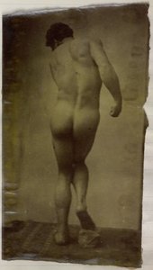 Estudo de um modelo nu masculino, em pé e visto de trás, no estúdio de Jacques de Lalaing de Jacques Lalaing (attributed to)