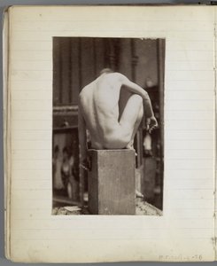 Estudo de um modelo nu masculino, sentado e visto de trás, no estúdio de Jacques de Lalaing de Jacques Lalaing (attributed to)