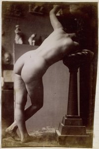 Estudo de uma modelo feminina nua, vista por trás, no estúdio de Jacques de Lalaing, estudo preliminar para fonte circular de Jacques Lalaing (attributed to)