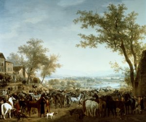 Mercado de cavalos em Gaillard de Jacques Laurent Agasse