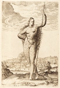 Uma jovem mulher picta, c1585 (gravura bw)