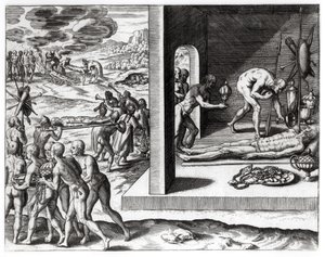 Ritos fúnebres indianos, de &39;Americae&39;, escritos e gravados por Theodor de Bry (1525-1575), 1602 de Jacques Le Moyne