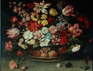 Um Cesto de Flores (óleo sobre tela)