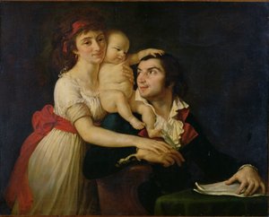 Camille Desmoulins (1760-94), sua esposa Lucile (1771-94) e seu filho Horace-Camille (1792-1825) c.1792 (óleo sobre tela) de Jacques Louis (workshop of) David