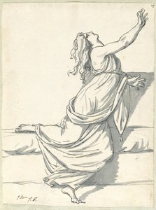 Uma mulher perturbada com a cabeça jogada para trás de Jacques Louis David