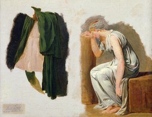 Uma toga verde e Camille, estudo para &39;O Juramento dos Horatii&39; de Jacques Louis David