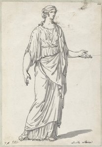 Escultura clássica de uma mulher com um braço estendido de Jacques Louis David