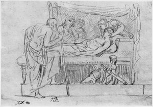 Morte de Meleagro (lápis preto sobre papel) de Jacques Louis David