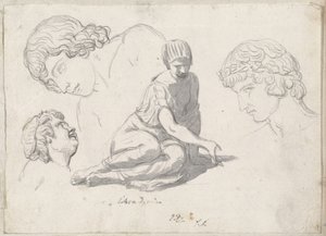 Lançador de dados e outros estudos sobre esculturas antigas de Jacques Louis David