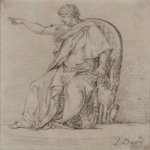 Figura drapeada, final do século XVIII (lápis sobre papel) de Jacques Louis David