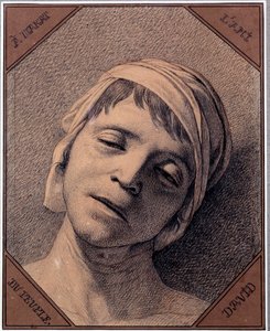 Estudo do chefe de Jean Paul Marat (1763-1793) assassinado em 13/07/1793 Desenho de Jacques Louis David (1748-1825). Dim 0,27 x 0,21 m Versailles musee du chateau de Jacques Louis David