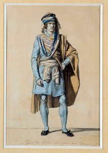 Revolução Francesa: projeto 1793 "Vestido de Oficial Municipal com o Lenço" Watercolour de Jacques Louis David (1748-1825) Sun. 0,3x0,2 m. Versalhes, Castelos de Versalhes e Trianon de Jacques Louis David