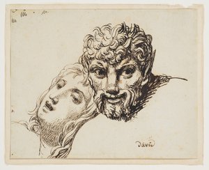 Cabeças de um fauno e de uma mulher reclinada de Jacques Louis David
