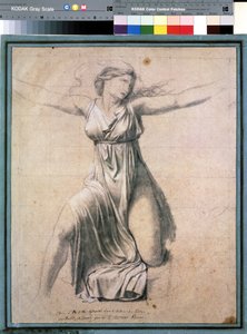 Hersilia (Hersilie)" : representação de um dos Sabines que se interpõe entre Rómulo e Tátio, rei dos Sabines. Estudo para o quadro "The Sabines" Drawing de Jacques Louis David (1748-1825) 1795-1798 Moscovo. Museu de Belas Artes Pushkin de Jacques Louis David